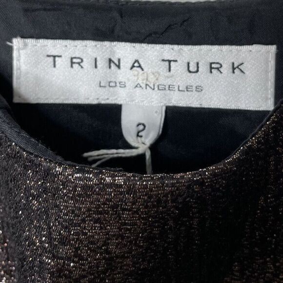 TRINA TURK Dress Womens 2 Bronze Metallic Sleeveless Mini NEW Sheath - Picture 6 of 9